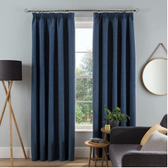 Sleepdown Textured Ribbed Pencil Pleat Blackout Curtains Thermal Insulated Curtains for Bedroom Living Room 66