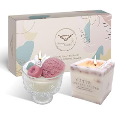 Orentas Scented Candles & Cube Set, Pure Natural Soybean, Plant Mix for Aromatherapy Wax, for Home Meditation or Birthday Gifts, 2 Packs (Rose Love Ice Cream)