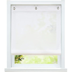 ESLIR Roman Blind No Drilling Curtains Kitchen Roman Curtains with Eyelets Plain Eyelet Roller Blind Transparent Curtain 1 Piece White W x H 60 x 140 cm 1 Piece