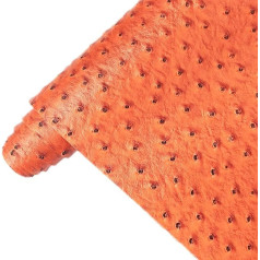 XHT 32x135cm Ostrich Texture Faux Leather Roll Solid PU Vinyl Synthetic Craft Fabric for Leather Keychain Purse Wallets Upholstery Decoration Orange