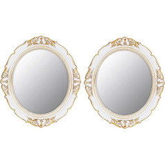 YCHMIR Decorative Vintage Mirror, Hanging Mirror, White, Oval Mirror, 14.8