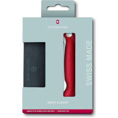 Victorinox, Swiss Classic Professional Table Knife Set, 2 Pieces, Extra Sharp Blade, Serrated Edge, 11 cm, Robust Plastic Handle, Stainless Steel, Red