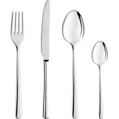 Cozy Zone 24 Piece Stainless Steel Cutlery Set Including 6 Knives, 6 Forks, 6 Spoons, 6 Teaspoons, Elegant and Modern Cutlery Set, High Quality, Mirror Polished and Dishwasher Safe