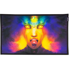 PSYWORK Black Light Fabric Poster Neon Vermilion 0.42 x 0.70 m UV-Active Fluorescent Wall Hanging Fabric Banner Poster Wall Art Print Decorative Picture Decoration Tapestry