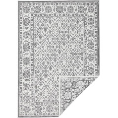 NORTHRUGS Outdoor Rug Curacao Reversible Rug Weatherproof Modern Graphic Pattern Runner for Balcony Patio Garden Conservatory Living Room Rug Waterproof, Polypropylene, Grey Cream, 200 x 290 cm