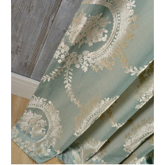 MYRU Luxury Jacquard Semi Blackout Curtains for Living Room 2 Pack (Green, 5 x 117 x 213 cm)