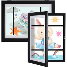 PARTY GO Bilderrahmen für Kinder mit Gurt, Kunst-Ornamente für Kinder mit Frontöffnung aus Acryl A4 (Schwarz, 2 Stück)