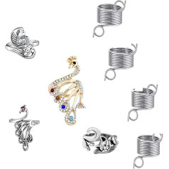 Vokowin 8 Pieces Adjustable Knitting Crochet Ring Set Rings Open Finger Holder Crochet Knitting Loop Accessories Shape Yarn Guide Holder for Hand Weaving Hook Cord Supplies (K63-8)