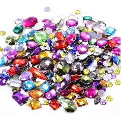 BLINGINBOX 300 pieces/pack mixed shapes crystal acrylic sewing on rhinestone multi-coloured mixed sizes sewing rhinestone acrylic rhinestones (mixed colour)