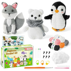 WATINC 20 Pieces Polar Animal Polar Animal Crochet Set Complete Crochet Set for Beginners with Step by Step Instructions Tutorials Learning Unicorn Whales Sheep Beginners Crochet Set for Adults