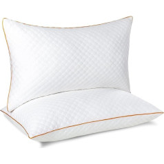 Maxzzz Pack of 2 Pillows 75 x 50 cm Bamboo Fibre Hypoallergenic Dust Mite Proof Hotel Pillow for Optimal Rest Washable Cover Included