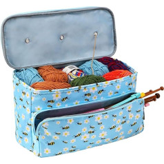 Coopay Crochet and Knitting Bag, Knitting Bags, Yarn Storage Bag, Knitting Bags and Knitting Organisers, Craft Bag for Knitting and Crochet Projects, Wool Storage Organiser, Bee Pattern