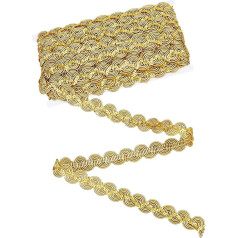 DICOSMETIC 15 Yards Gimp Zopfbesatz Gold Spitzenband Wellenkantenbesatz Hochzeit Brautkleid Besatz Kleidungszubehör Band 23~24 mm Breit Golden