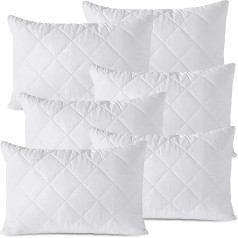 LSC 6 Pack Quilted Pillow Protectors Ultra Soft Anti Allergy Breathable and Comfortable Microfiber White Pillow Case 48x74cm (19x29inch)