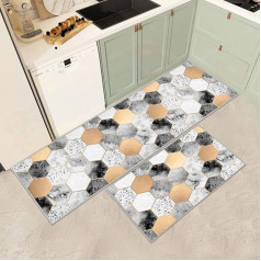 Kitchen Rugs, Pack of 2, Vintage, Non-Slip, Washable, Durable Kitchen Runner, Hallway Runner, Anti-Fatigue Kitchen Rug Runner for Kitchen, Carpet for Bathroom/Living Room, Hallway (B, 43 x 75 + 43 x