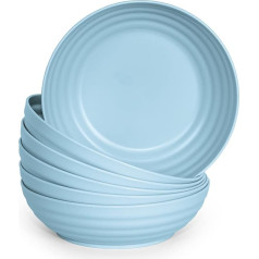 Classic Hard Plastic Reusable Unbreakable Tableware Set for Parties and Events - Blue (Deep 19cm)