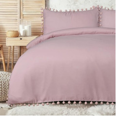 Sleepdown Pom Pom Blush Easy Care Duvet Cover Set with Pillowcases 220 x 230 cm