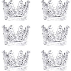 Cevvako 6 Pieces Tea Light Holders, Clear Crown Glass Candle Holders, Votive Candle Holders for Wedding, Church, Bedroom and Table Decoration