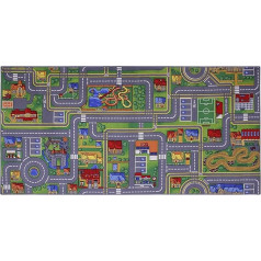 ID Mat 95200 City Play Rug Polyamide Fibres/Latex Gel Multi-Coloured Grey 200 x 95 x 0.5 cm