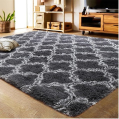 LOCHAS Luxury Shaggy Rug 4x6ft Geometric Plush Fluffy Extra Soft and Comfortable Moroccan Rugs for Bedroom Living Room Dorm Room Kids Bedroom Living Room