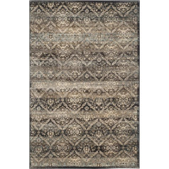 SAFAVIEH Traditionell Teppich für Wohnzimmer, Esszimmer, Schlafzimmer - Vintage Collection, Kurzer Flor, Schwarz und Hellblau, 155 X 231 cm