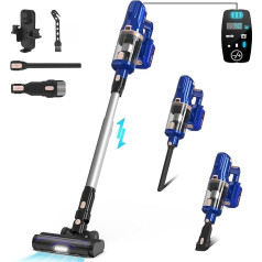 YISORA Battery Vacuum Cleaner 33000Pa with Touch Screen, Vacuum Cleaner Wireless Bagless 6 in 1 up to 55 Min, Removable Battery, Handheld Vacuum Cleaner Battery Vacuum Cleaner with Light for Carpets,