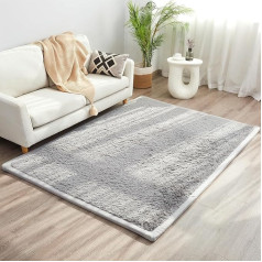 BYBYME Rug 3cm Thick Crawling Long Velvet Rug with Non-Slip Fluffy Short Pile Modern Washable Soft Mat Perfect Rugs for Yoga, Exercise and Crawling (Dark Grey, 150