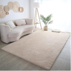 FREOSEN Living Room Rug Shaggy Rug 140 x 200 cm Yellow Beige Bed Rug Soft Long Pile for Living Room Bedroom Sofa