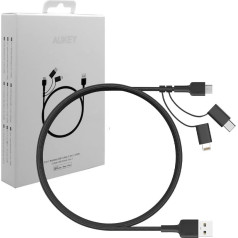 Cb-bal5 3in1 neilona ātrās uzlādes kabelis micro usb | usb c | lightning | 1,2 m