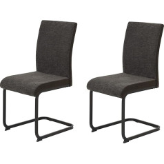 Apollo Set of 2 Linn Dining Chairs Woven Fabric + Microfibre Brown Square Frame Black 140 kg Load Capacity