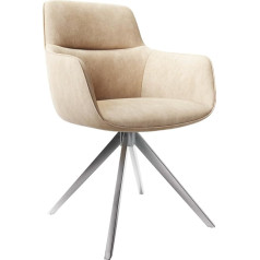 Delife Pejo-Flex Swivel Chair, Cross Frame, Angled, Stainless Steel, Beige Vintage, 180° Rotatable