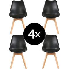 Krok Wood Oliver Dining Room Chair, Living Room Chair, Office Chair, Classic Design, Solid Beech Wood Legs (Black, 4)