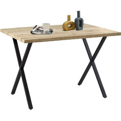 Ofcasa Dining Table with X Shaped Metal Legs, Industrial Wood Rectangular Home Kitchen Table 4-6 Seater for Dining Room Kitchen Restaurant Outdoor 120cm