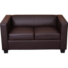 Mendler Lille 2-Seater Sofa Couch Faux Leather Coffee