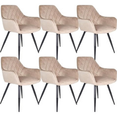 Kick Collection Set of 6 Monza Dining Room Chairs, Champagne, Modern and High Quality, High-Quality Materials, Available in Many Colours