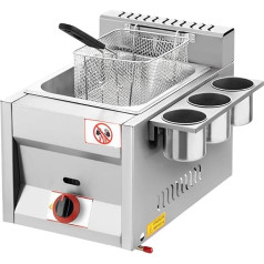 QUTBAG 16L Large Capacity Gas Fryer LPG Fryer Stainless Steel Fryer with Basket and Lid, Professional Fryer Machine for Frying Restaurants, Supermarkets, Fast Food Stands A