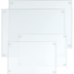 Hacaroa 4 Pieces Tempered Glass Chopping Board with Rubber Feet, Rectangular Non-Slip Chopping Board, Durable Clear Glass Tray for Kitchen Worktop, Table, 2 Sizes