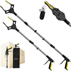‎Ananor Pack of 2 91 cm and 81 cm Foldable Reacher for Seniors, Upgrade Wide Jaw with 360° Rotating Head & 2 Storage Bags, Heavy Duty Gripper with Magnetic Grab Arm for Rubbish Removal, Arm Extension