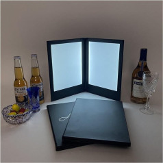 Rechargeable Menu Lid Holder, Lighted Menu Holder, Illuminated Menu Holder/Check Display Cover, Folding Double Panel, Fits Paper for Hotel, Club, Restaurant, Bars and Fine