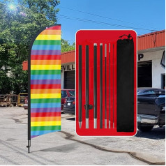 Bali Flag | 1 x Rainbow Swooper Flag & Flagpole Accessories - 8 Feet Large Festival Flag Decorations Party Beach Sign Outdoor Decoration