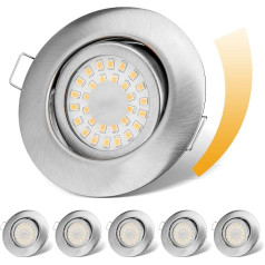 cloksh LED Recessed Spotlight, 230 V, Flat, Dimmable LED Spotlights, 6 W, IP44, Bathroom Recessed Lights, Ceiling Spotlights, Warm White, 3000 K, Swivelling Recessed Spotlights for Bathroom, Kitchen,