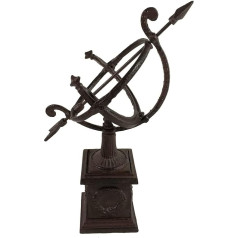 Sundial on Stand Antique Style Cast Iron Brown Garden Decoration Height 34 cm