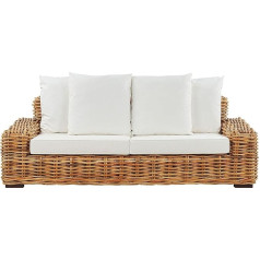 Forli Garden Sofa Natural with Cushions in Cream White Rattan 3-Seater