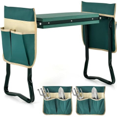 RELAX4LIFE Kneeler for Gardening, Foldable Garden Stool, Garden Kneeler with 2 Removable Tool Bags, Wide & Thick EVA Foam Padding, Garden Bench up to 150 kg, 58 x 27.5 x 50 cm, Green