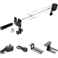 SHYOSUCCE Barbecue Skewer Set with 2 Meat Needles, Motor, USB Cable and Adapter Connection, Electric Rotisserie for Kettle Grills, Charcoal Grills, Gas Grills and Rotisserie, Adjustable Length 69-137