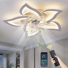 Depuley Modern Ceiling Fan with Lighting Quiet, LED Ceiling Light with Fan Dimmable, with Remote Control and App Control, 6-Speed, 69 cm Lamp with Fan for Bedroom, Living Room, White