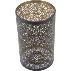 Qiilu Lampshade Hollow Carved Wrought Iron Lampshade Iron Lampshade Round Table Modern Lampshade Metal Cylindrical Circular Pattern E27 E26