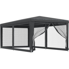 vidaXL Party Tent with 6 Mesh Side Walls Garden Tent Marquee Gazebo Beer Tent Folding Tent Camping Anthracite 3 x 6 m HDPE