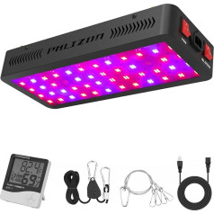 Phlizon 600 W Double Switch Series Plant LED Grow Light for Indoor Plants Greenhouse Lamp Full Spectrum LED Light for Veg Bloom with Thermometer Monitor Adjustable Rope