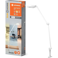 LEDVANCE SUN@HOME PANAN DESK DISC CLIP Desk Lamp, White, 15 W, 1200 lm, Adjustable White Light (2200 K to 5000 K), Dimmable, Automatically Adjusts the Light to the Biorhythm, IP20